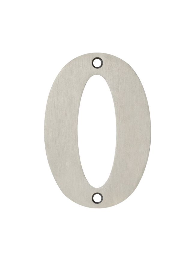 100mm Numerals SSS Finish 100mm Satin Stainless Steel No. 0 - By Frelan Hardware - JSS-0