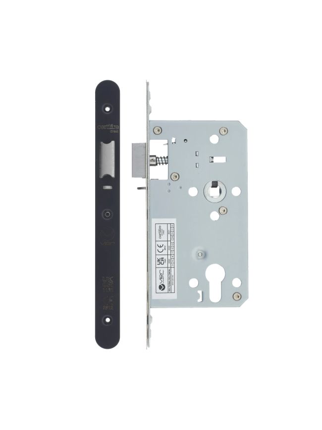 Zoo Hardware 2 Piece - DIN night latch - 72mm c/c - backset 60mm - radius - Black