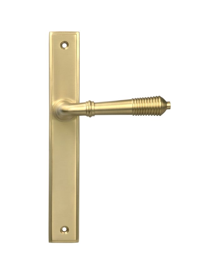 Satin Brass Reeded Slimline Lever Latch Set