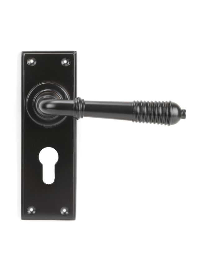 Aged Bronze Reeded Lever Euro Lock Set