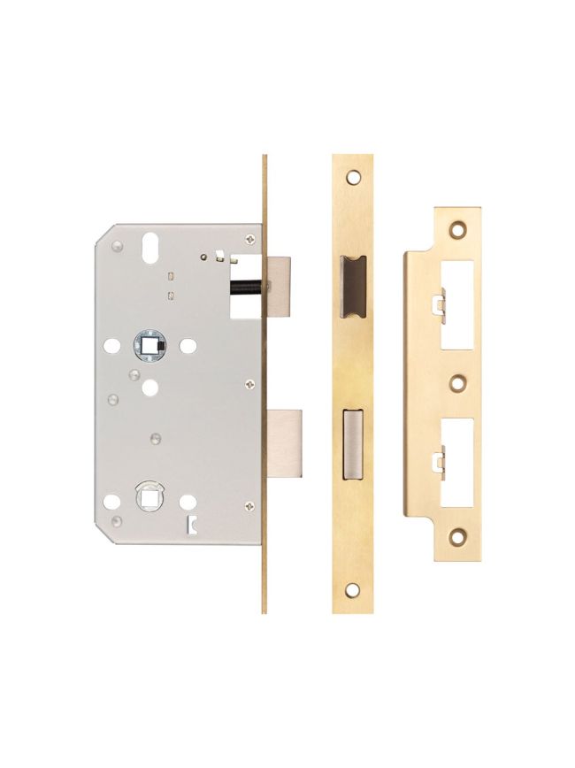 Jedo 78mm Din Bathroom Locks 60mm Backset Satin Brass - By Frelan Hardware - JL-DB60SB