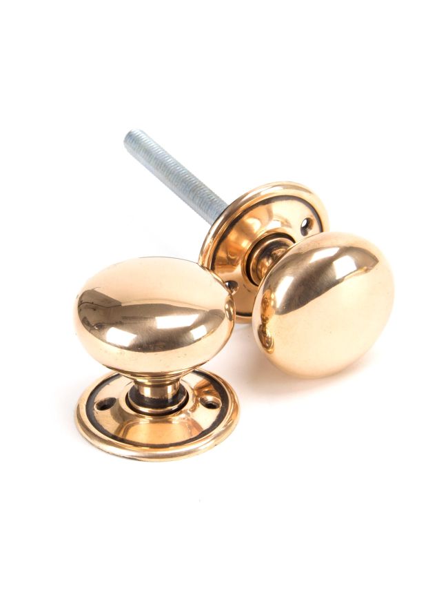 Polished Bronze 49mm Mushroom Mortice/Rim Knob Set