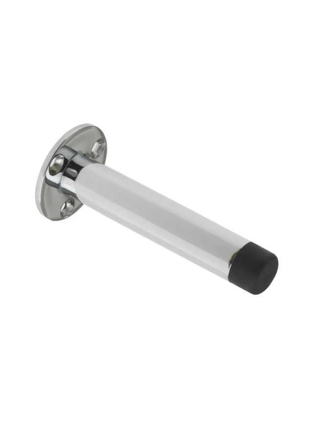 Zoo Hardware Door Stop - Cylinder with Rose 90mm - Face Fix - Chrome