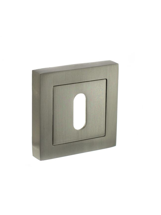 STATUS Key Escutcheons on S4 Square Rose - Satin Nickel (Pair)