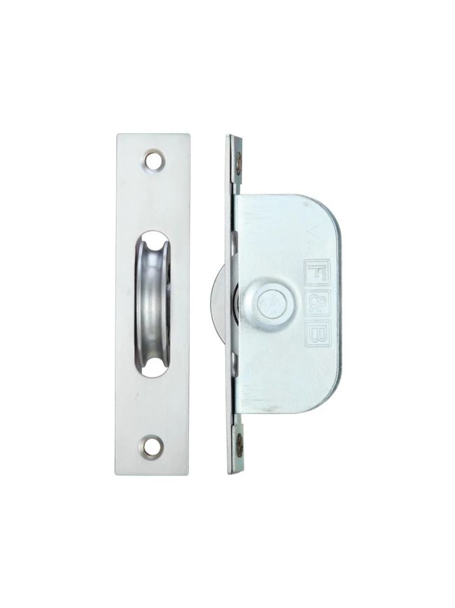 Zoo Hardware Brass Ball Bearing Pulleys - 1 3/4" Square Forend - Satin Chrome