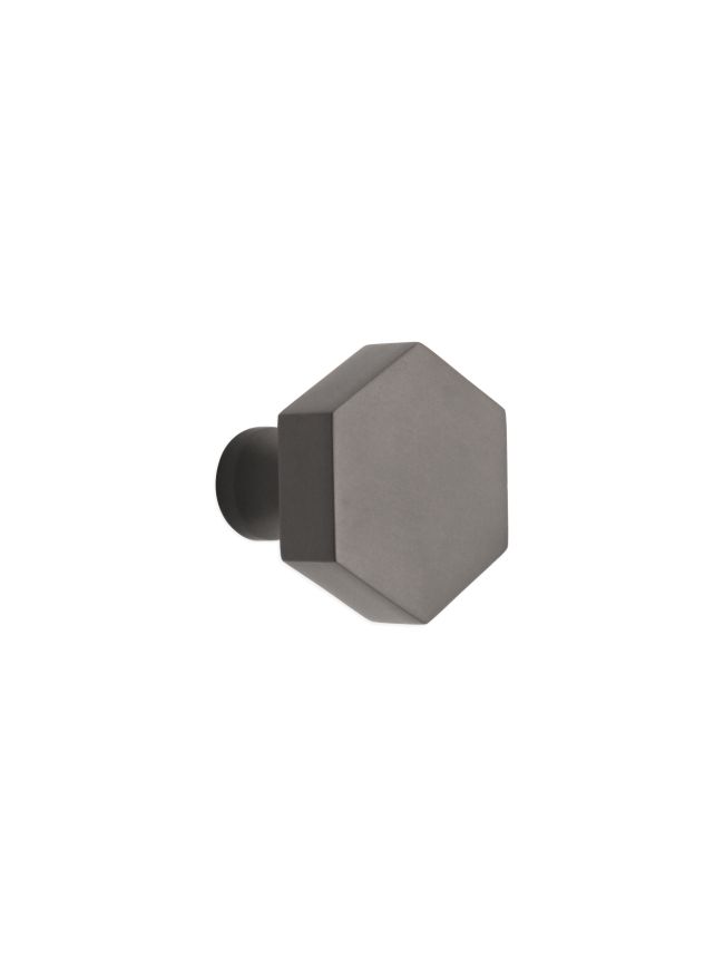 Hexagonal Cupboard Knob Gunmetal Grey