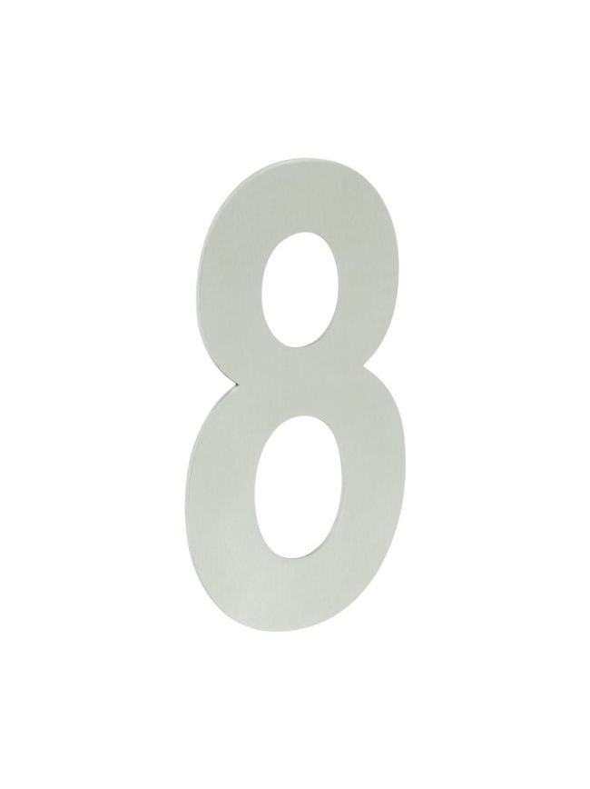 150mm Numerals SSS Finish 150mm Satin Stainless Steel No. 8 - By Frelan Hardware - JNSS-8