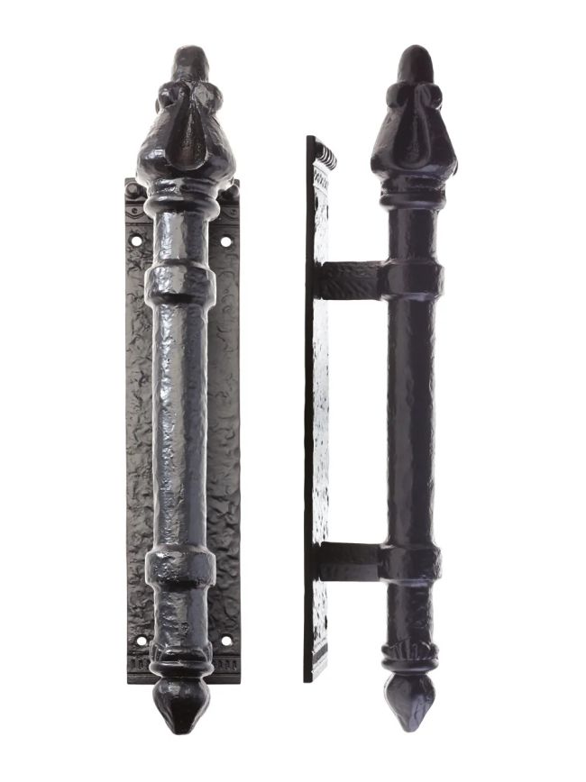 Zoo Hardware Round Pull Handle on Backplate 304mm x 63mm - 2.5mm - Black