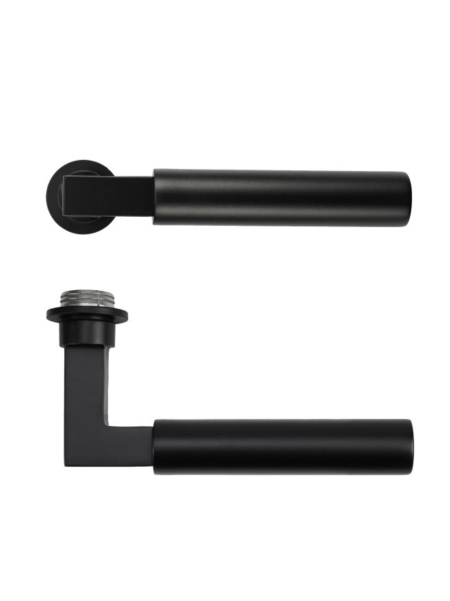 Zoo Hardware Garda Lever on 32mm Round Mini Rose - Black