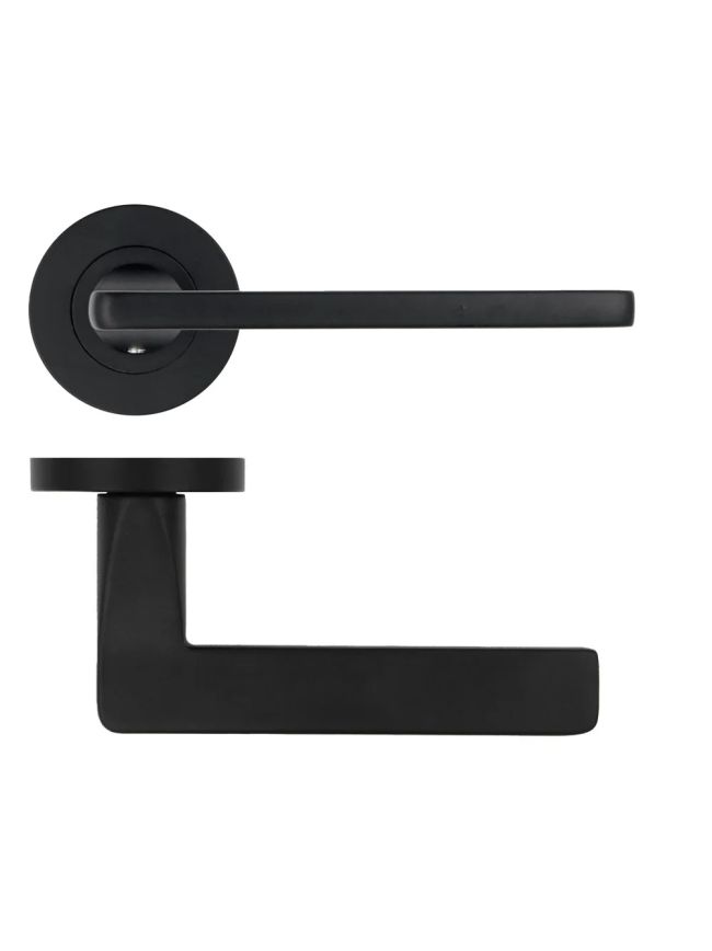 Zoo Hardware Leon lever on rose - Matt Black