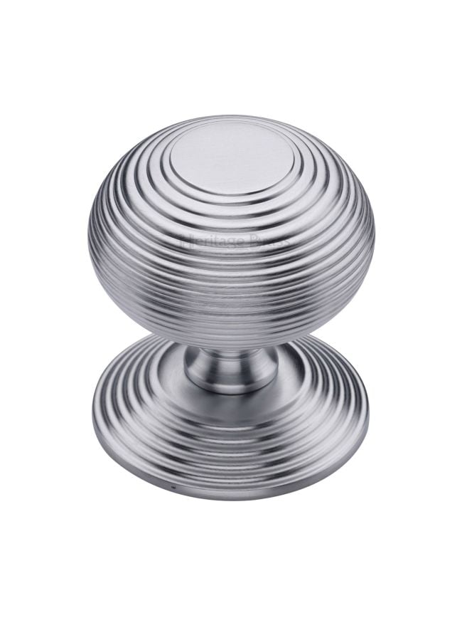 Heritage Brass Centre Door Knob Reeded Design 3 1/2 Satin Chrome Finish
UK Registered Design Number 6241152

&nbsp;
