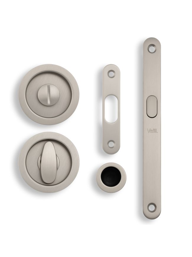 Valli Radius Sliding Door Set - Satin Nickel PVD