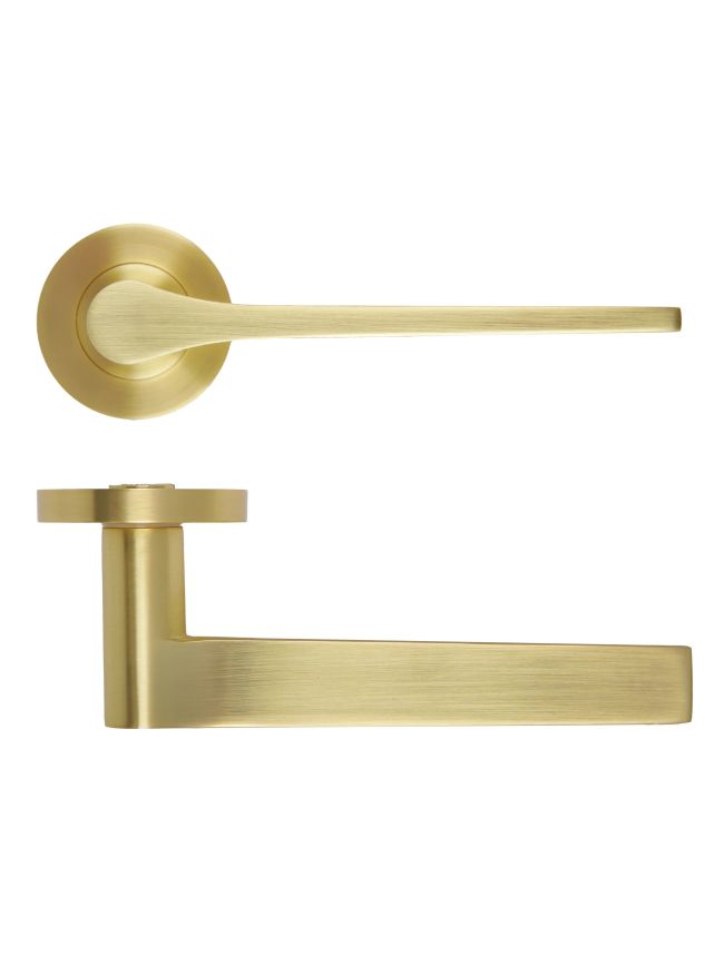 Zoo Hardware Gio Lever On Round Rose - Satin Brass