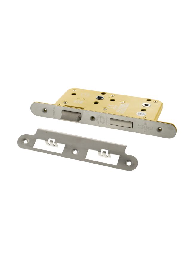Atlantic DIN Radius Heavy Duty Bathroom Lock Single Turn 60mm backset - Satin Chrome