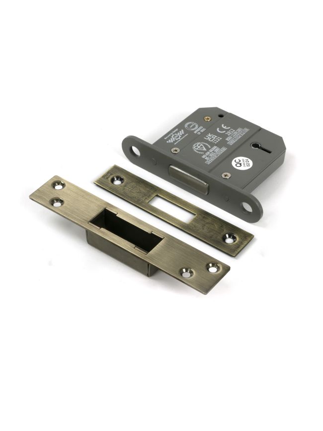 Aged Brass 3" 5 Lever BS Dead Lock KA