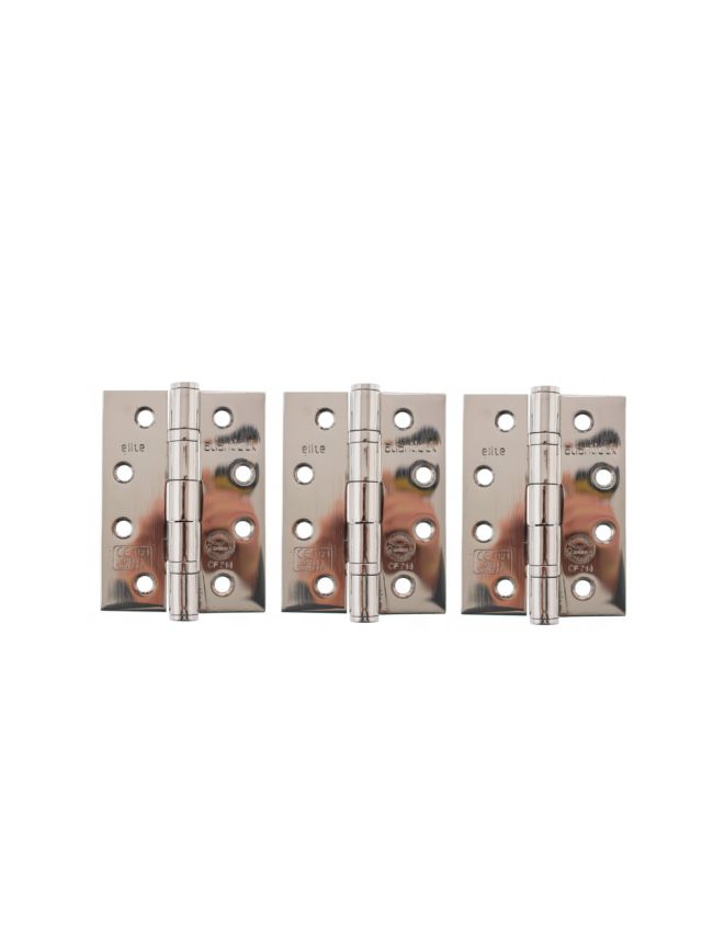 Atlantic Ball Bearing Hinges Grade 13 Fire Rated 4" x 3" x 3mm set of 3 - Polished Stainless Steel