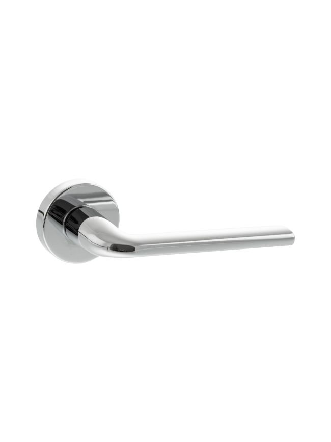 Forme Milly Lever Door Handle on Minimal Round Rose - Polished Chrome (Pair)