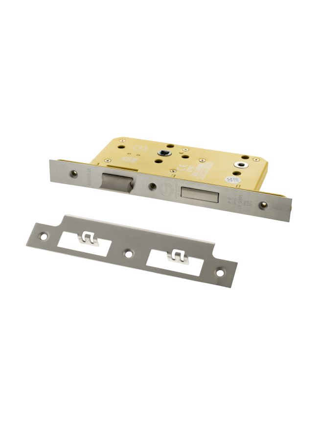 Atlantic DIN Heavy Duty Bathroom Lock Single Turn 60mm backset - Satin Chrome