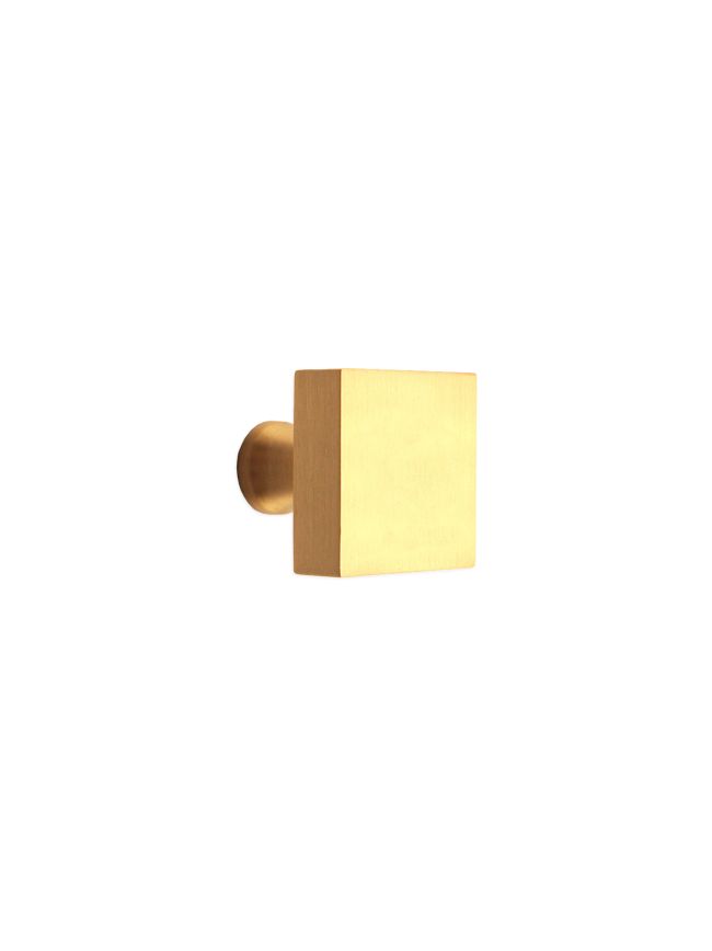 Square Cupboard Knob Satin Brass