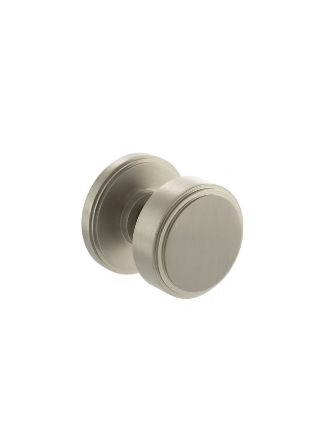 Millhouse Brass Boulton Brass Stepped Mortice Knob on Concealed Fix Rose - Satin Nickel