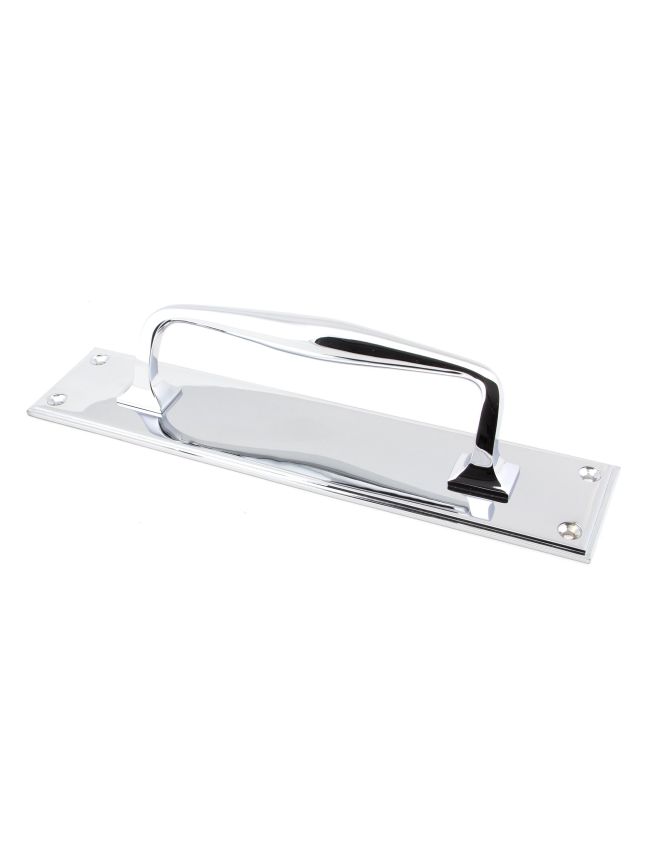 Polished Chrome 300mm Art Deco Pull Handle on Backplate