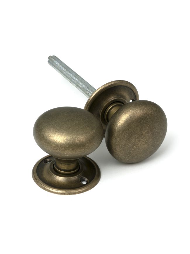 Burnished Brass 49mm Mushroom Mortice/Rim Knob Set