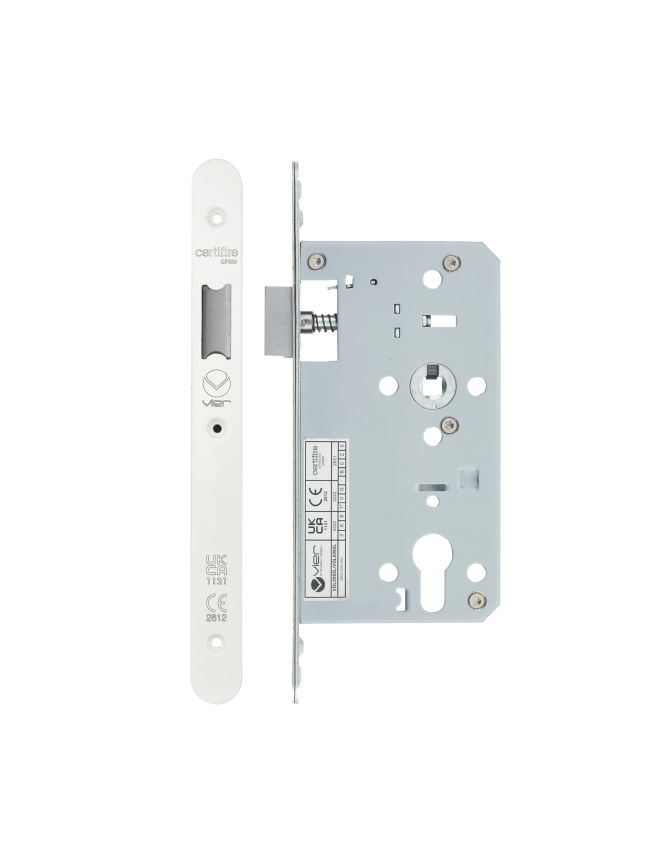 Zoo Hardware 2 Piece - DIN latch - backset 60mm - radius - White