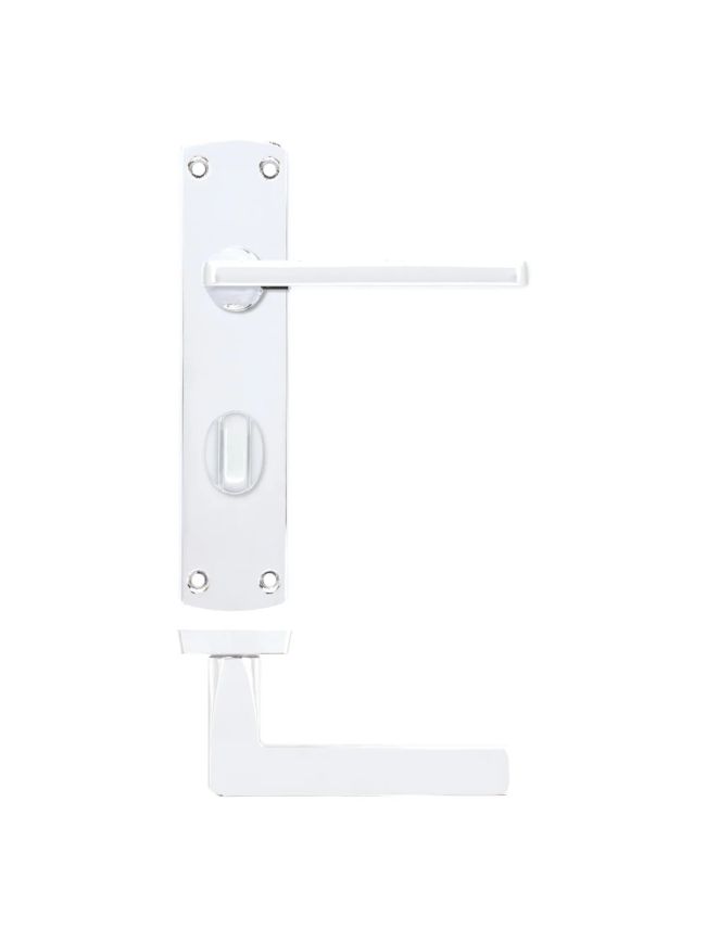 Zoo Hardware Leon lever on bathroom backplate - Polished Chrome