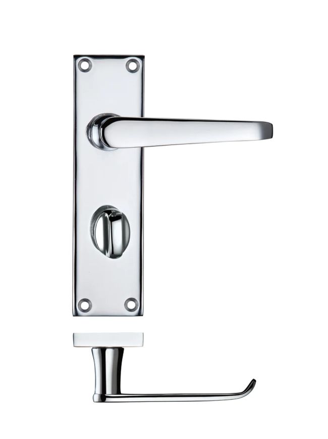 Zoo Hardware Project Victorian flat lever on bathroom backplate - 150 x 40mm - Polished Chrome