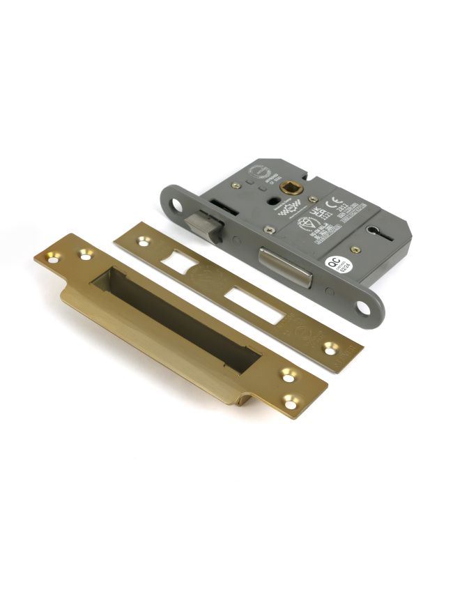 Satin Brass 3" 5 Lever BS Sash Lock