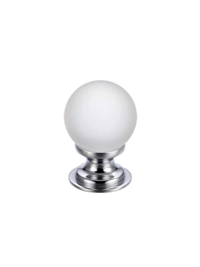 Zoo Hardware Glass Ball Cabinet Knob - Frosted 25mm - Chrome