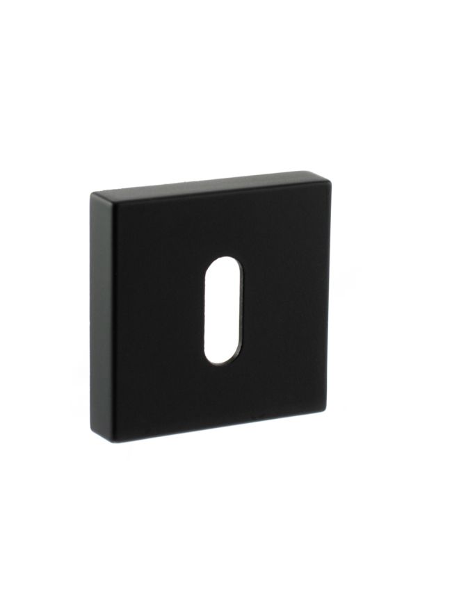 STATUS Key Escutcheons on S4 Square Rose - Matt Black (Pair)