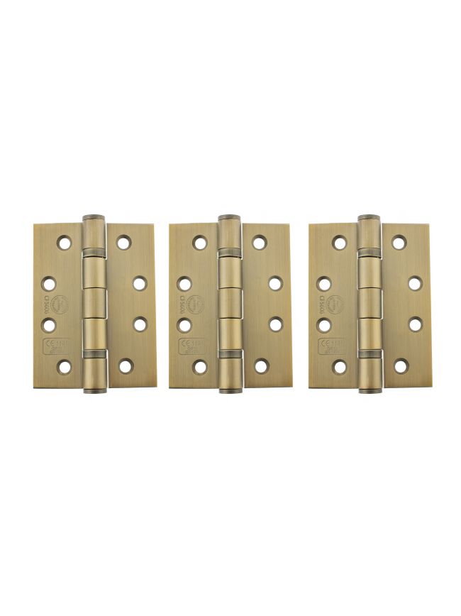 Atlantic Ball Bearing Hinges Grade 13 Fire Rated 4" x 3" x 3mm set of 3 - Satin Brass