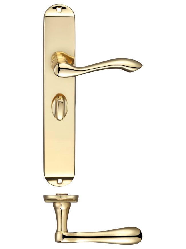 Zoo Hardware Arundel Lever Bathroom (57mm c/c) Furniture - Long Plate - Polished Brass