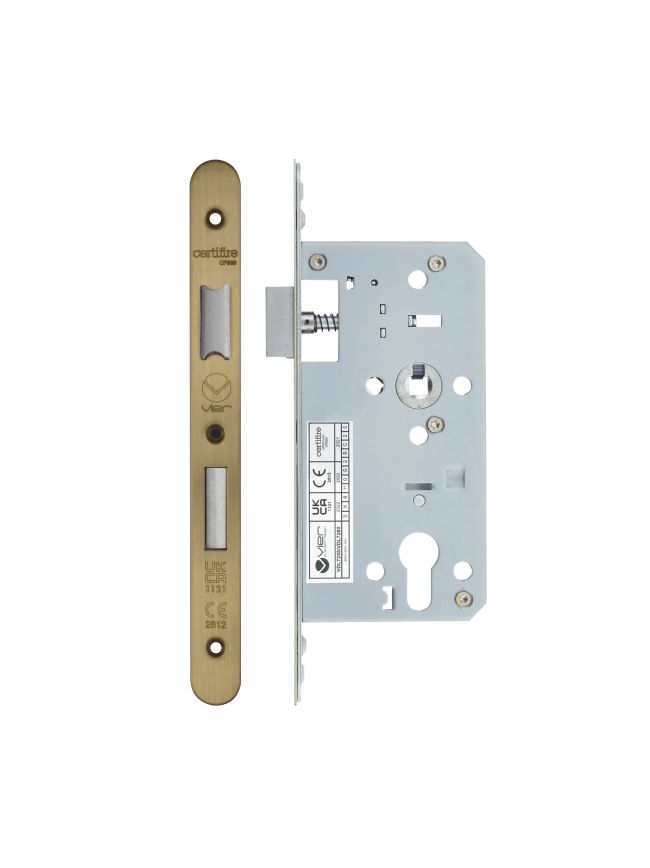 Zoo Hardware 2 Piece - DIN euro sashlock - 72mm c/c - backset 55mm - radius - Antique Brass