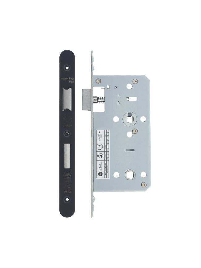 Zoo Hardware 2 Piece - DIN bathroom - 78mm c/c - backset 55mm - radius - Black