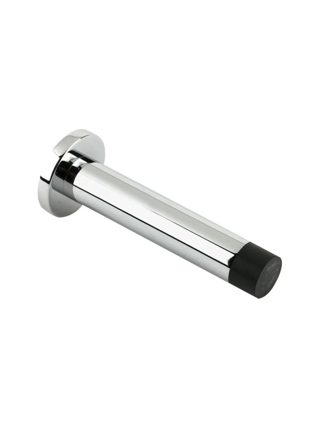 Zoo Hardware Door Stop - Cylinder c/w Rose 80mm - Polished Chrome