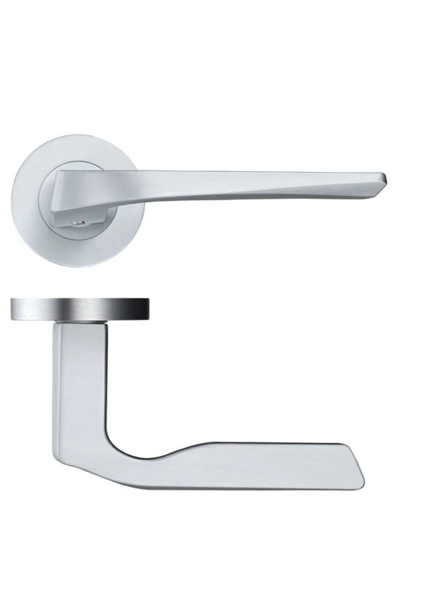 Zoo Hardware Lyra lever on round rose - Satin Chrome