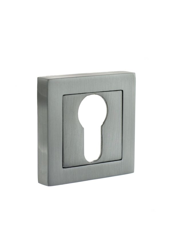 STATUS Euro Escutcheons on S4 Square Rose - Satin Chrome (Pair)