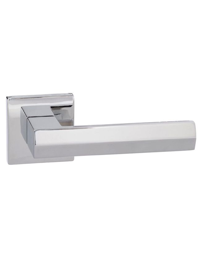 Senza Pari Davoli Lever Door Handle on Flush Square Rose - Polished Chrome (Pair)