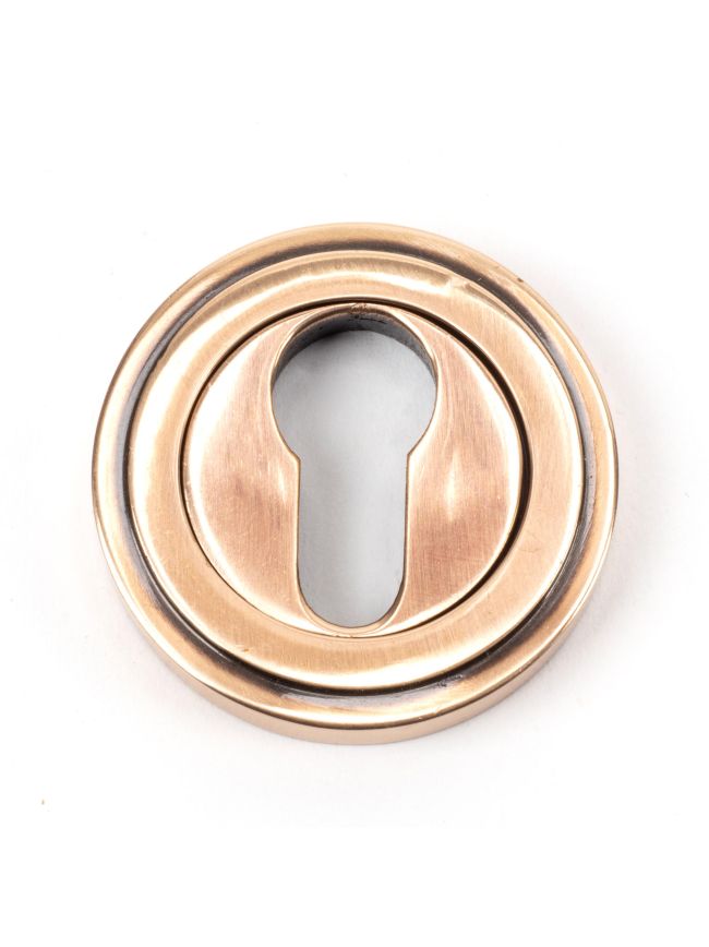Polished Bronze Round Euro Escutcheon (Art Deco)