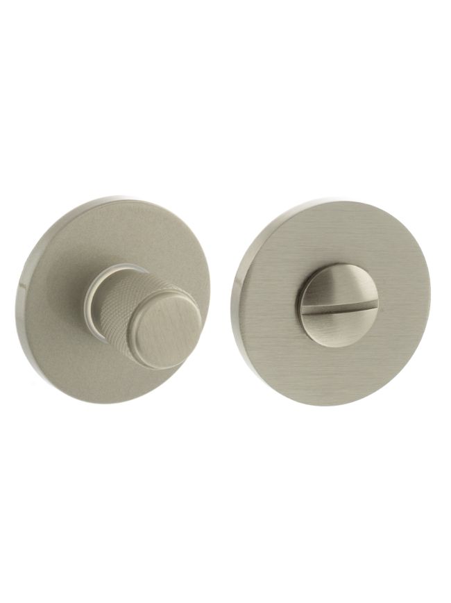 Millhouse Brass Knurled WC Turn and Release on 5mm Slimline Round Rose - Satin Nickel