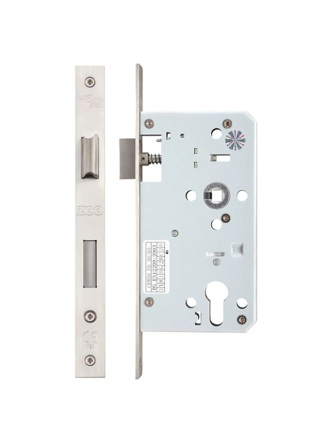 Zoo Hardware Din Euro Sashlock - 72mm c/c Backset 60mm - Single Throw - Stainless Steel