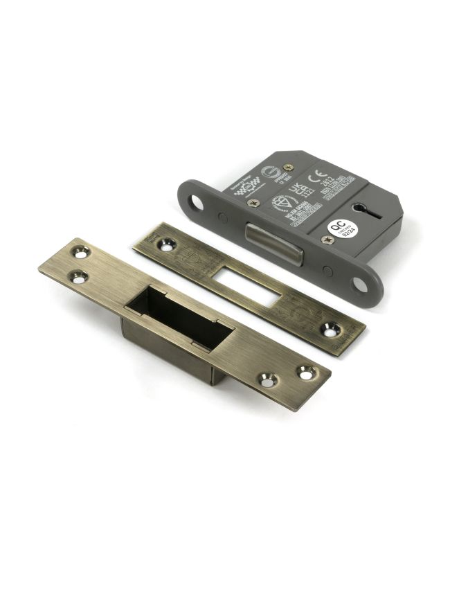 Aged Brass 2½" 5 Lever BS Dead Lock KA