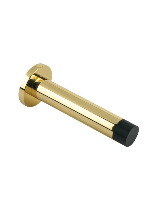 Zoo Hardware Door Stop - Cylinder c/w Rose 80mm - Polished Brass