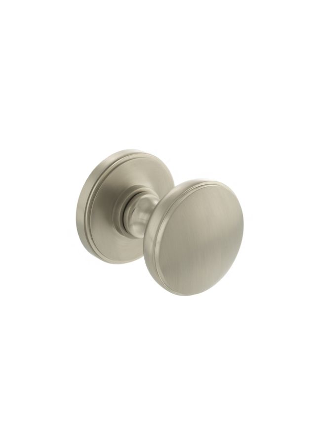 Millhouse Brass Edison Solid Brass Domed Mortice Knob on Concealed Fix Rose - Satin Nickel