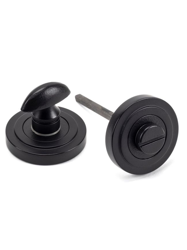 Matt Black Round Thumbturn Set (Art Deco)
