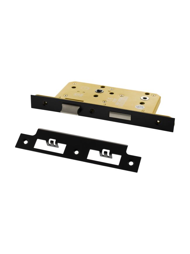 Atlantic DIN Heavy Duty Bathroom Lock Single Turn 60mm backset - Matt Black
