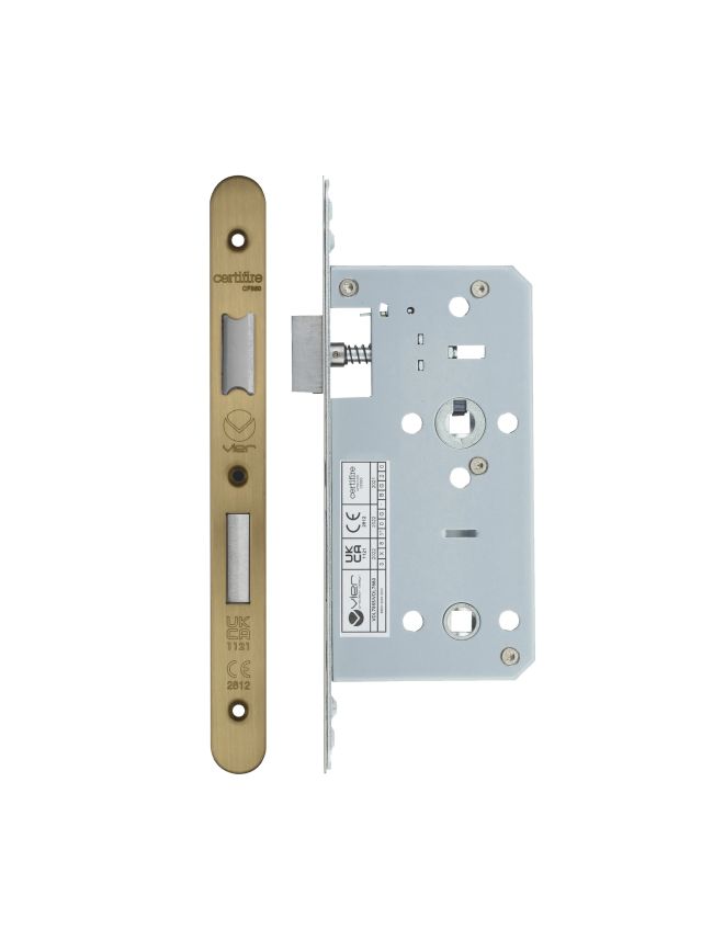 Zoo Hardware 2 Piece - DIN bathroom - 78mm c/c - backset 55mm - radius - Antique Brass