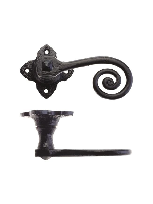 Zoo Hardware Curly Tail Lever on Square Rose - 2" - Black